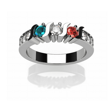 Central Diamond Center NANA S-Bar Mothers Ring 1 to 6 Simulated Birthstones in Silver or 10k White Yellow or Rose Gold 16-10165-P Central Diamond Center NANA S-Bar Mothers Ring 1 to 6 Simulated Birthstones in Silver or 10k White Yellow or Rose Gold 16-10165-P